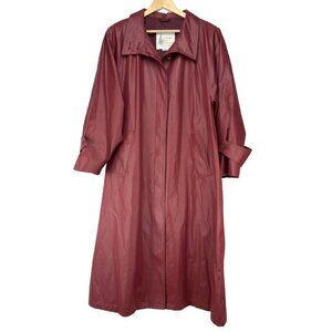 LONDON FOG Preppy Oversized Burgundy 90’s VTG Maxi Spring Trench Coat 16M PTP 25